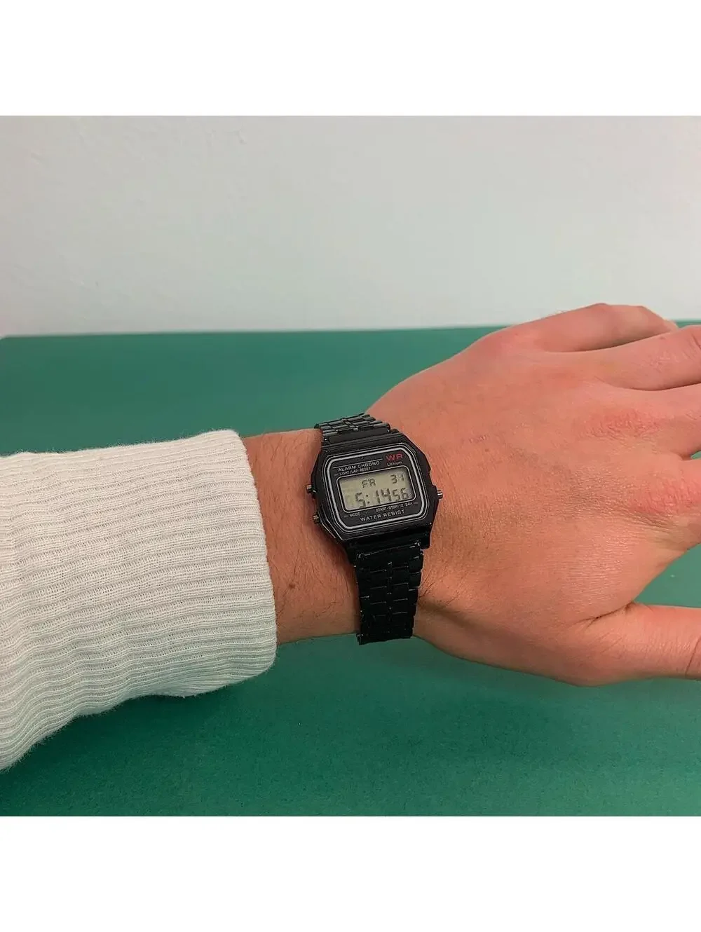 Cyber Y2k 2000s vintage style Retro Black Stainless steel digital style watch. C
